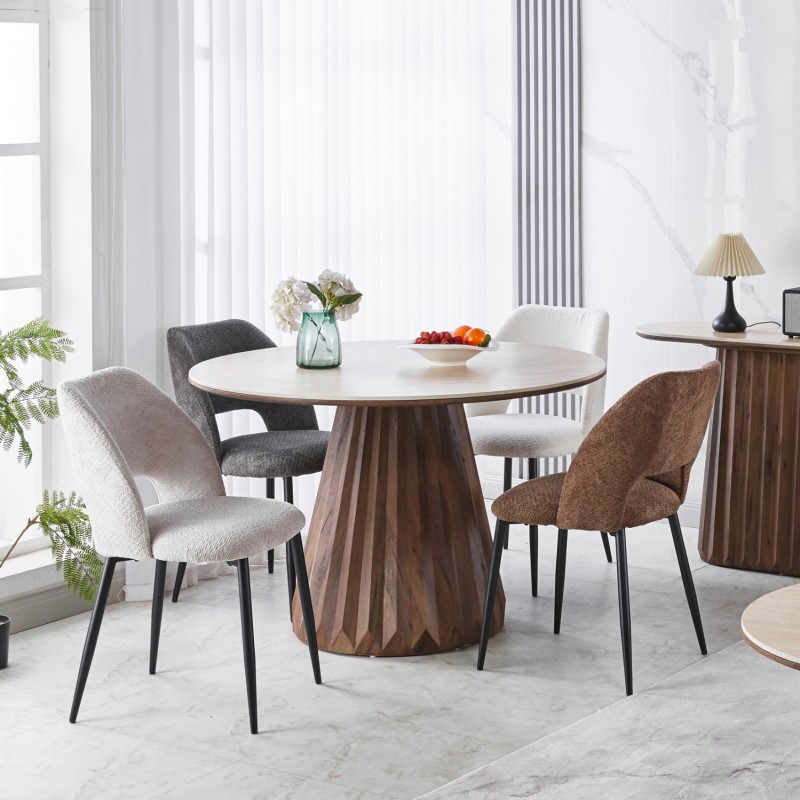 ΤΡΑΠΕΖΙ ΣΤΡΟΓΓΥΛΟ WALDEN HM18440 ΚΕΡΑΜΙΚΟ TOP ΣΕ ΤΡΑΒΕΡΤΙΝΑ--MDF ΒΑΣΗ Φ120x76Υεκ