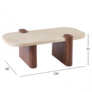 ΤΡΑΠΕΖΙ ΣΑΛΟΝΙΟΥ ARDEN HM18435 MDF TOP ΟΨΗ ΤΡΑΒΕΡΤΙΝΑΣ-MDF ΠΟΔΙΑ ΚΑΡΥΔΙ 120x60x40Υεκ
