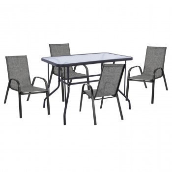 ΣΕΤ ΤΡΑΠΕΖΑΡΙΑΣ 5ΤΜΧ ADAM HM10897.01 ΤΡΑΠΕΖΙ 110x60εκ & 4 ΠΟΛΥΘΡΟΝΕΣ--ΓΚΡΙ
