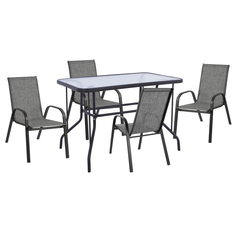 ΣΕΤ ΤΡΑΠΕΖΑΡΙΑΣ 5ΤΜΧ ADAM HM10897.01 ΤΡΑΠΕΖΙ 110x60εκ & 4 ΠΟΛΥΘΡΟΝΕΣ--ΓΚΡΙ