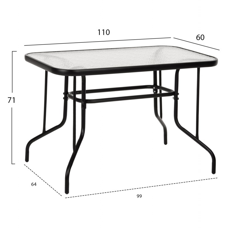 ΣΕΤ ΤΡΑΠΕΖΑΡΙΑΣ 5ΤΜΧ ADAM HM10897.03 ΤΡΑΠΕΖΙ 110x60εκ & 4 ΠΟΛΥΘΡΟΝΕΣ--ΜΑΥΡΟ