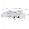ΚΑΝΑΠΕΣ ΑΡΙΣΤΕΡΗ ΓΩΝΙΑ 3Θ ΜΕ RECLINE VALENTE HM3317.01L ΑΝΟΙΧΤΟ ΓΚΡΙ ΥΦΑΣΜΑ 275x160x104Yεκ
