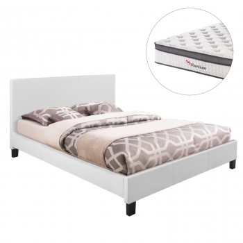 ΚΡΕΒΑΤΙ ΜΕ ΣΤΡΩΜΑ BECCA HM10803.01 ΛΕΥΚΟ PU--ΓΙΑ 150x200εκ