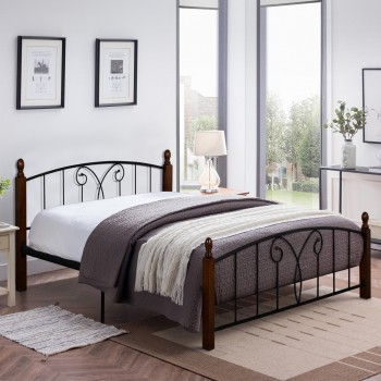 ΚΡΕΒΑΤΙ ΔΙΠΛΟ & ΣΤΡΩΜΑ SUZIE HM10740 ΜΕΤΑΛΛΟ & ΞΥΛΟ ΣΕ ΚΑΡΥΔΙ--ΣΤΡΩΜΑ 150x200εκ