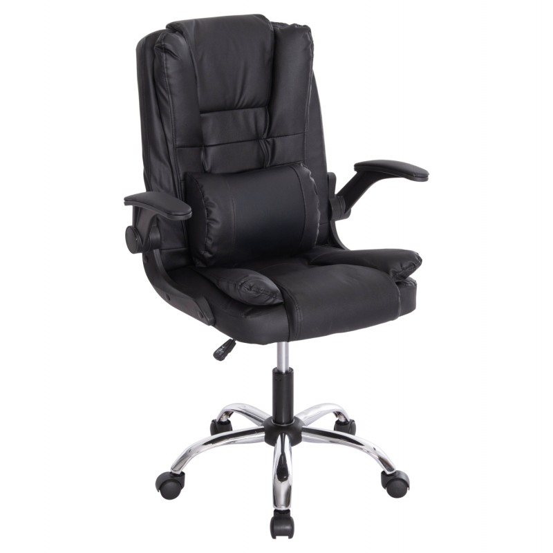 ΚΑΡΕΚΛΑ ΓΡΑΦΕΙΟΥ CANAN HM1201 ΜΑΥΡO PVC-ΒΑΣΗ ΧΡΩΜΙΟΥ 66x61x105Υεκ.