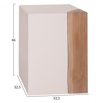 ΒΟΗΘΗΤΙΚΟ ΤΡΑΠΕΖΙ LEIA-ΣΚΑΜΠΟ HM18163.02 FIBER CEMENT ΛΕΥΚΟ-ΞΥΛΟ TEAK 32.5x32.5x46Υεκ.
