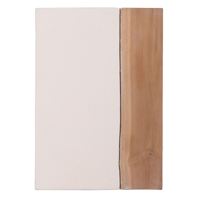 ΒΟΗΘΗΤΙΚΟ ΤΡΑΠΕΖΙ LEIA-ΣΚΑΜΠΟ HM18163.02 FIBER CEMENT ΛΕΥΚΟ-ΞΥΛΟ TEAK 32.5x32.5x46Υεκ.