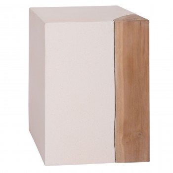 ΒΟΗΘΗΤΙΚΟ ΤΡΑΠΕΖΙ LEIA-ΣΚΑΜΠΟ HM18163.02 FIBER CEMENT ΛΕΥΚΟ-ΞΥΛΟ TEAK 32.5x32.5x46Υεκ.