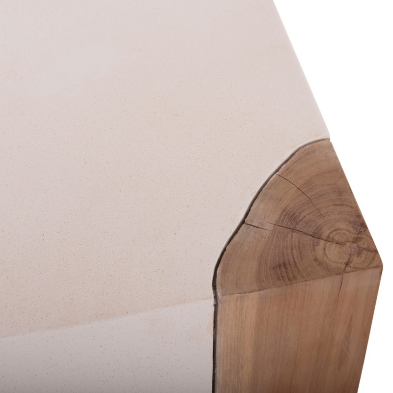 ΒΟΗΘΗΤΙΚΟ ΤΡΑΠΕΖΙ LEIA-ΣΚΑΜΠΟ HM18163.02 FIBER CEMENT ΛΕΥΚΟ-ΞΥΛΟ TEAK 32.5x32.5x46Υεκ.