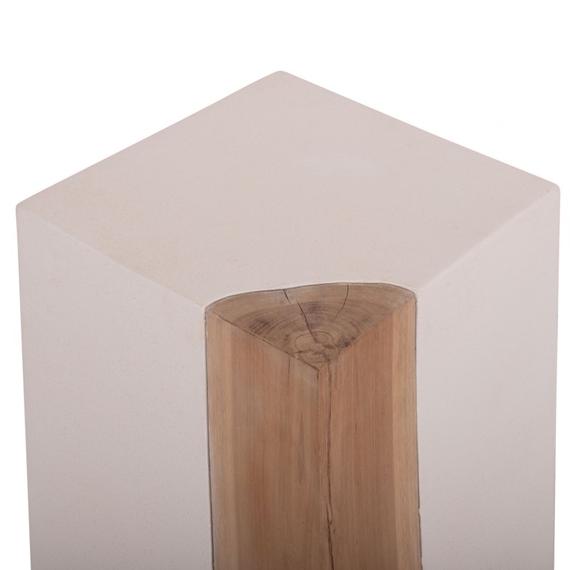 ΒΟΗΘΗΤΙΚΟ ΤΡΑΠΕΖΙ LEIA-ΣΚΑΜΠΟ HM18163.02 FIBER CEMENT ΛΕΥΚΟ-ΞΥΛΟ TEAK 32.5x32.5x46Υεκ.