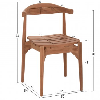 ΚΑΡΕΚΛΑ ΤΡΑΠΕΖΑΡΙΑΣ ΕΞ.ΧΩΡΟΥ DONNY HM6378 ΞΥΛΟ TEAK 52x54x74Υεκ.