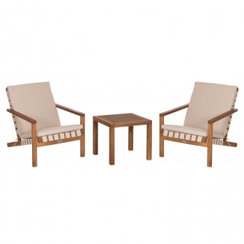 LOUNGE ΣΕΤ ΕΞ.ΧΩΡΟΥ 3ΤΜΧ DAME HM10982 ΞΥΛΟ ΑΚΑΚΙΑΣ--ΣΧΟΙΝΙ STRAP & ΜΑΞΙΛΑΡΙΑ ΣΕ ΜΠΕΖ