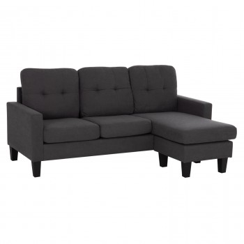 ΚΑΝΑΠΕΣ ΓΩΝΙΑ ΑΝΑΣΤΡΕΨΙΜΗ MEGGY HM3297.11 ΓΚΡΙ ΥΦΑΣΜΑ 184.5x75-129x86Yεκ.