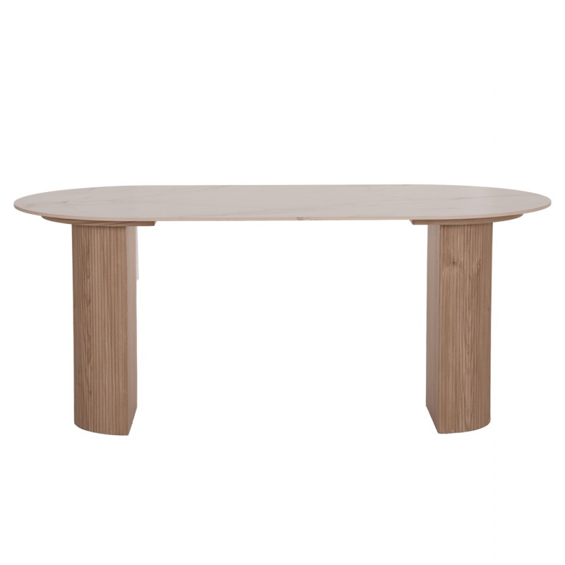 ΤΡΑΠΕΖΙ ΤΡΑΠΕΖΑΡΙΑΣ MELLOW HM18416 MDF ΠΟΔΙΑ ΣΕ ΦΥΣΙΚΟ--ΚΕΡΑΜΙΚΟ TOP 180x90x76Υεκ.