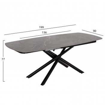 ΤΡΑΠΕΖΙ ΕΠΕΚΤΕΙΝΟΜΕΝΟ VANTA HM18408 ΚΕΡΑΜΙΚΟ TOP ΣΕ ΓΚΡΙ ΜΑΡΜΑΡΟ 136-199x90x77Υεκ