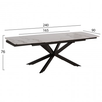 ΤΡΑΠΕΖΙ ΕΠΕΚΤΕΙΝΟΜΕΝΟ AIRA HM18411 ΚΕΡΑΜΙΚΟ TOP ΣΕ ΛΕΥΚΟ/ΚΑΦΕ ΜΑΡΜΑΡΟ 165/240x90x76Υεκ