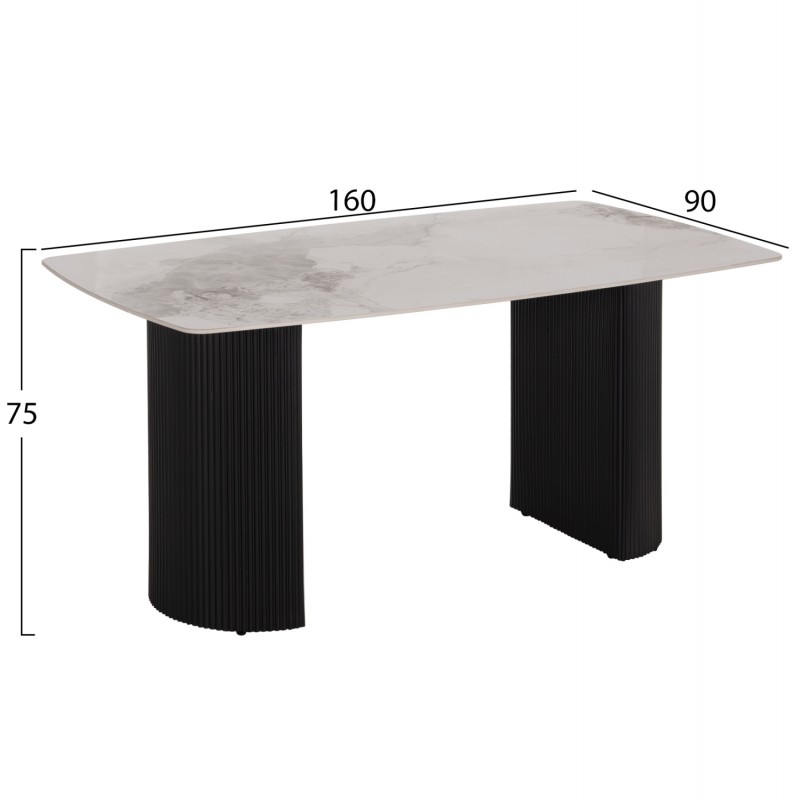 ΤΡΑΠΕΖΙ ΤΡΑΠΕΖΑΡΙΑΣ MINAO HM18418 MDF ΠΟΔΙΑ ΣΕ ΣΚΟΥΡΟ ΓΚΡΙ--ΚΕΡΑΜΙΚΟ TOP 160x90x75Υεκ