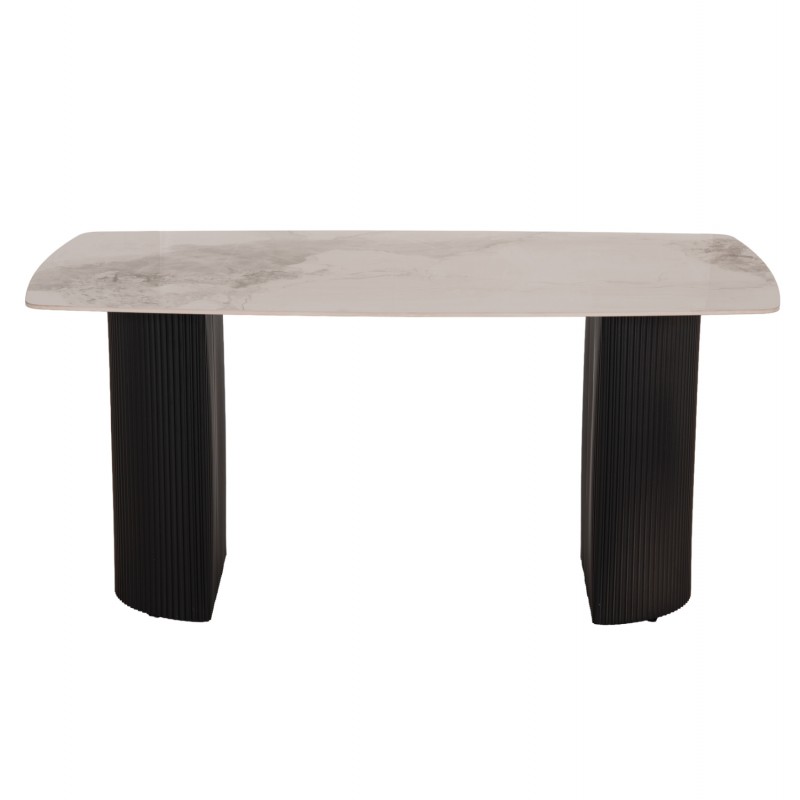 ΤΡΑΠΕΖΙ ΤΡΑΠΕΖΑΡΙΑΣ MINAO HM18418 MDF ΠΟΔΙΑ ΣΕ ΣΚΟΥΡΟ ΓΚΡΙ--ΚΕΡΑΜΙΚΟ TOP 160x90x75Υεκ