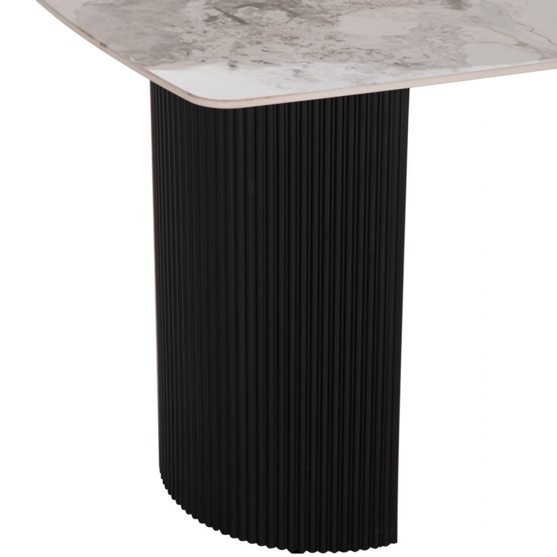 ΤΡΑΠΕΖΙ ΤΡΑΠΕΖΑΡΙΑΣ MINAO HM18418 MDF ΠΟΔΙΑ ΣΕ ΣΚΟΥΡΟ ΓΚΡΙ--ΚΕΡΑΜΙΚΟ TOP 160x90x75Υεκ