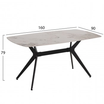 ΤΡΑΠΕΖΙ ΤΡΑΠΕΖΑΡΙΑΣ AIKA HM18421 ΚΕΡΑΜΙΚΟ TOP ΣΕ ΛΕΥΚΟ/ΧΡΥΣΟ ΜΑΡΜΑΡΟ 160x90x79Υεκ