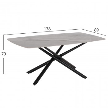 ΤΡΑΠΕΖΙ ΤΡΑΠΕΖΑΡΙΑΣ ISKA HM18423 ΚΕΡΑΜΙΚΟ TOP ΣΕ ΛΕΥΚΟ/ΚΑΦΕ ΜΑΡΜΑΡΟ 178x89x79Υεκ