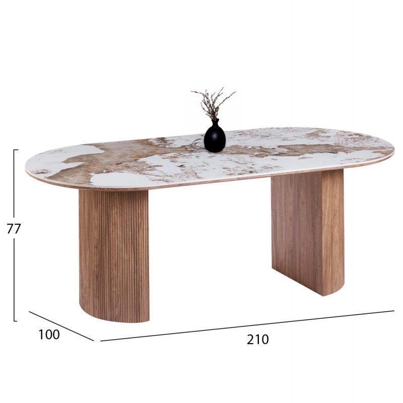 ΣΕΤ ΤΡΑΠΕΖΑΡΙΑΣ 7ΤΜΧ DRENNY HM11395.03 ΚΕΡΑΜΙΚΟ TOP PANDORA--ΚΑΡΕΚΛΕΣ ΥΦΑΣΜΑ TAUPE