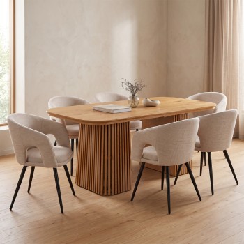 ΣΕΤ ΤΡΑΠΕΖΑΡΙΑΣ 7ΤΜΧ ΕΠΕΚΤΕΙΝΟΜΕΝΟ CORNEL HM12107.02 MDF--ΥΦΑΣΜΑ ΜΠΕΖ