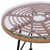 ΤΡΑΠΕΖΙ ΜΕΤΑΛΛΙΚΟ ALLEGRA HM5459 ΜΕ WICKER ΜΠΕΖ ΚΑΙ ΓΥΑΛΙ Φ45Χ46Υεκ.