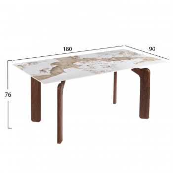 ΤΡΑΠΕΖΙ DALLE HM18479.01 MDF TOP ΟΨΗ ΜΑΡΜΑΡΟΥ-ΜΕΤΑΛ.ΠΟΔΙΑ ΚΑΡΥΔΙ 180x90x76Υεκ