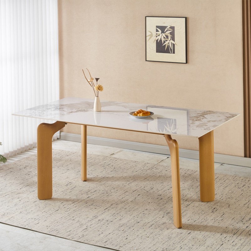 ΤΡΑΠΕΖΙ DALLE HM18479.02 MDF TOP ΟΨΗ ΜΑΡΜΑΡΟΥ-ΜΕΤΑΛ.ΠΟΔΙΑ OΨΗ ΦΥΣΙΚΟΥ ΞΥΛΟΥ 180x90x76Υεκ