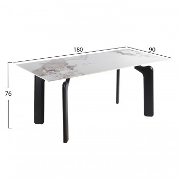 ΤΡΑΠΕΖΙ DALLE HM18479.03 MDF TOP ΟΨΗ ΜΑΡΜΑΡΟΥ-ΜΕΤΑΛ.ΠΟΔΙΑ ΣΕ ΜΑΥΡΟ 180x90x76Υεκ