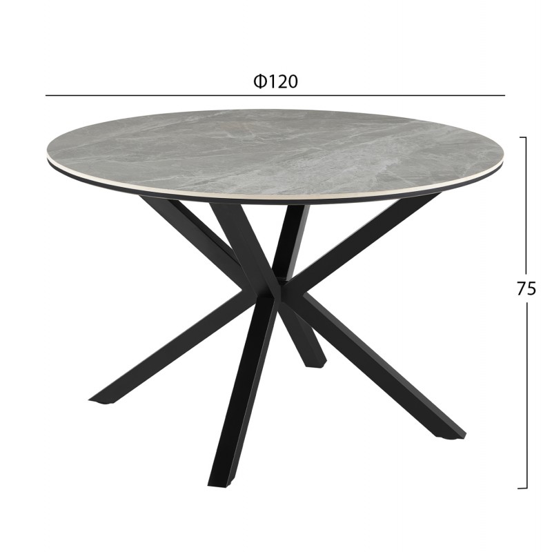 ΤΡΑΠΕΖΙ ΤΡΑΠΕΖΑΡΙΑΣ ΣΤΡΟΓΓΥΛΟ ERAGON HM18460.03 SINT. STONE ΣΕ ΓΚΡΙ ΜΑΡΜΑΡΟ Φ120x75Υεκ