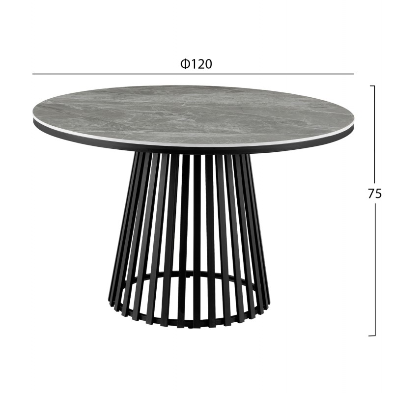ΤΡΑΠΕΖΙ CHARM HM18465.03 SINTERED STONE ΣΕ ΓΚΡΙ ΜΑΡΜΑΡΟ--ΜΑΥΡΗ ΒΑΣΗ Φ120x75Υεκ