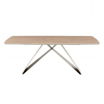 ΤΡΑΠΕΖΙ ΤΡΑΠΕΖΑΡΙΑΣ CATAN HM18464.04 SINTERED STONE TOP IN TRAVERTINE 200x100x75Υεκ