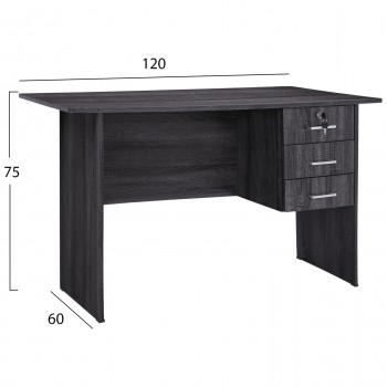 ΓΡΑΦΕΙΟ ΜΕ 3 ΣΥΡΤΑΡΙΑ HAYDEN HM2268.01 ΜΕΛΑΜΙΝΗ ΣΕ ΑΝΘΡΑΚΙ ΧΡΩΜΑ 120x60x75Υεκ
