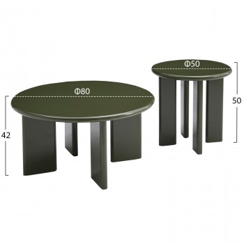 ΣΕΤ 2 ΤΡΑΠΕΖΙΑ ΣΑΛΟΝΙΟΥ FLIX HM18452.07 MDF ΣΕ GLOSSY ΠΡΑΣΙΝΟ Φ80 & Φ50εκ