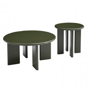 ΣΕΤ 2 ΤΡΑΠΕΖΙΑ ΣΑΛΟΝΙΟΥ FLIX HM18452.07 MDF ΣΕ GLOSSY ΠΡΑΣΙΝΟ Φ80 & Φ50εκ