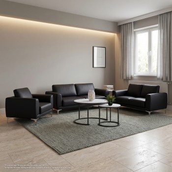 ΣΕΤ ΣΑΛΟΝΙΟΥ 3ΤΜΧ KENZIE ΜΕ ΜΑΥΡΟ PU HM10329.02