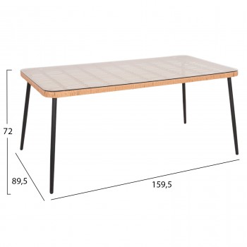 ΣΕΤ ΤΡΑΠΕΖΑΡΙΑΣ 7ΤΜΧ ALLEGRA HM10495 WICKER ΜΠΕΖ-ΜΕΤΑΛΛΟ ΜΑΥΡΟ