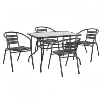 ΣΕΤ ΤΡΑΠΕΖΑΡΙΑΣ 5ΤΜΧ ADAM HM21220.01 ΚΑΡΕΚΛΕΣ ΜΕΤΑΛΛΙΚΕΣ & ΤΡΑΠΕΖΙ 110x60 ΓΚΡΙ