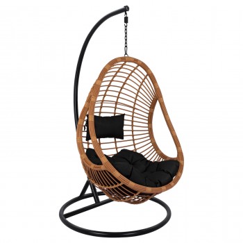ΚΡΕΜΑΣΤΗ ΠΟΛΥΘΡΟΝΑ ΦΩΛΙΑ CALLIE HM5541.04 ΜΕ ΜΠΕΖ WICKER & ΜΑΥΡΑ ΜΑΞΙΛΑΡΙΑ Φ105Χ195Υ εκ.