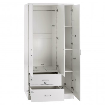 ΝΤΟΥΛΑΠΑ 3ΦΥΛΛΗ ME 2 ΣΥΡΤΑΡΙΑ CAESAR HM340.05 ΛΕΥΚΗ 89x42,5x181 εκ.