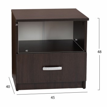 ΚΟΜΟΔΙΝΟ ΜΕ ΣΥΡΤΑΡΙ ADLER HM2431.02 ΜΕΛΑΜΙΝΗ WENGE 45x40x48Υεκ.