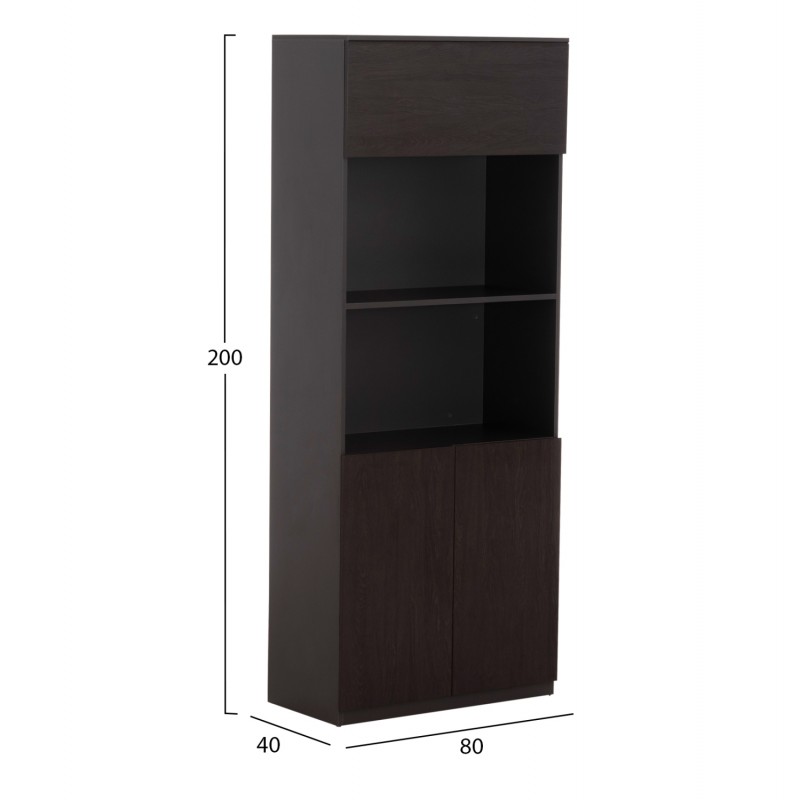 ΒΙΒΛΙΟΘΗΚΗ ΓΡΑΦΕΙΟΥ ΕΠΑΓΓΕΛΜΑΤΙΚΗ ROSEWOOD HM2089 ΜΕΛΑΜΙΝΗ ΓΚΡΙ-WENGE 80Χ40Χ200Υεκ.