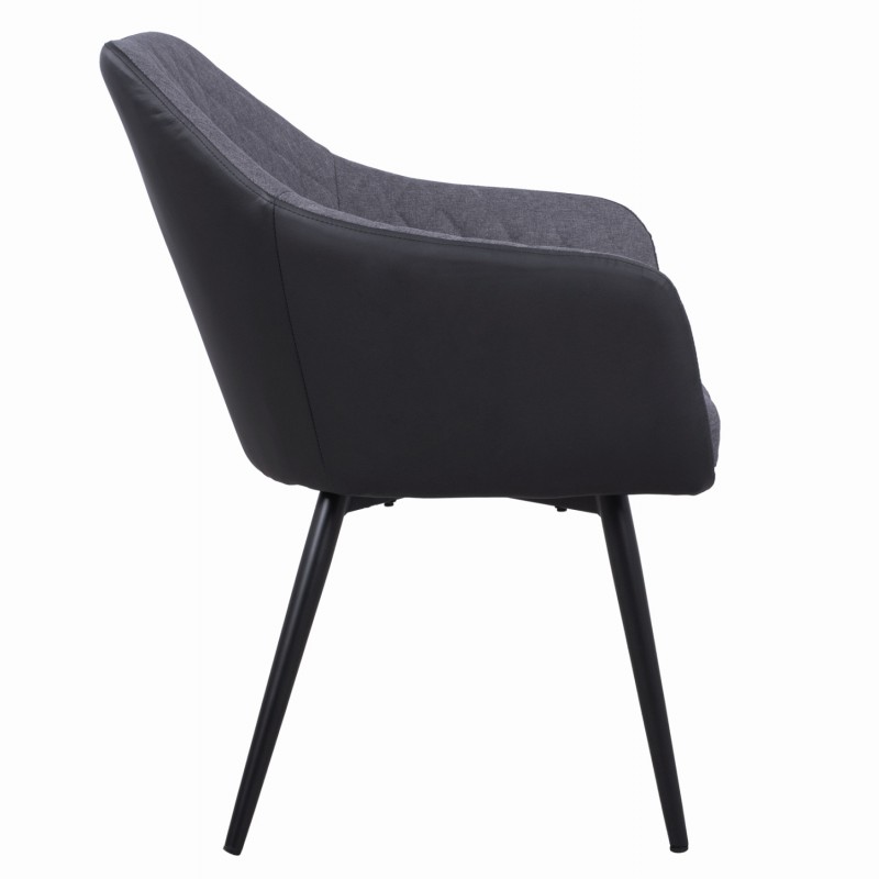 ΠΟΛΥΘΡΟΝΑΚΙ CHARLES HM8522.01 ΜΕ ΥΦΑΣΜΑ ΣΚΟΥΡΟ ΓΚΡΙ PU ΜΑΥΡΟ 57x63x83Υ εκ.