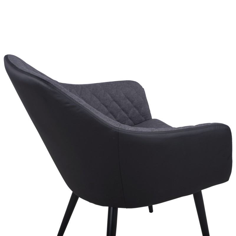 ΠΟΛΥΘΡΟΝΑΚΙ CHARLES HM8522.01 ΜΕ ΥΦΑΣΜΑ ΣΚΟΥΡΟ ΓΚΡΙ PU ΜΑΥΡΟ 57x63x83Υ εκ.