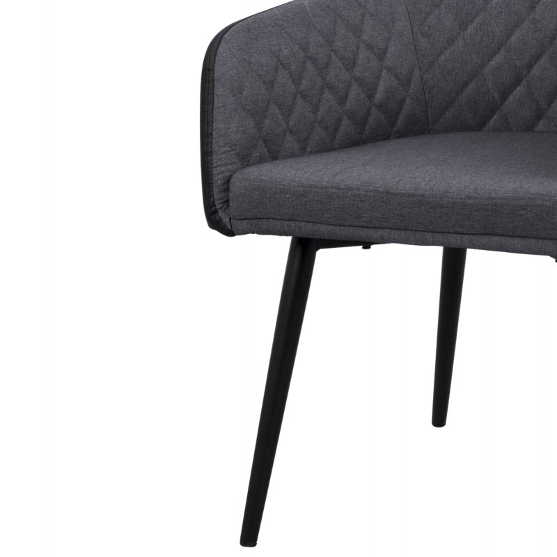ΠΟΛΥΘΡΟΝΑΚΙ CHARLES HM8522.01 ΜΕ ΥΦΑΣΜΑ ΣΚΟΥΡΟ ΓΚΡΙ PU ΜΑΥΡΟ 57x63x83Υ εκ.