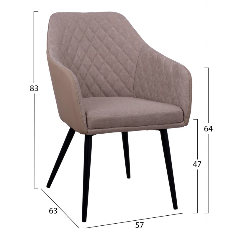 ΠΟΛΥΘΡΟΝΑΚΙ CHARLES HM8522.07 ΜΕ ΥΦΑΣΜΑ ΜΠΕΖ & PU ΜΠΕΖ 57x63x83Υ εκ.
