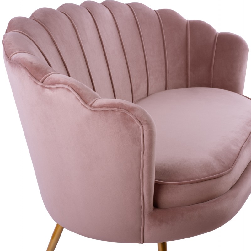 ΚΑΝΑΠΕΣ 2ΘΕΣΙΟΣ COQUILLE HM8627.02 ΑΠΟ ΒΕΛΟΥΔΟ ΣΑΠΙΟ ΜΗΛΟ & ΧΡΥΣΑ ΠΟΔΙΑ 130x81x86εκ.