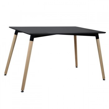 ΤΡΑΠΕΖΙ HM8697.02 MINIMAL, μαύρο MDF, ξύλινα πόδια οξιά, 160Χ90X74Υεκ.